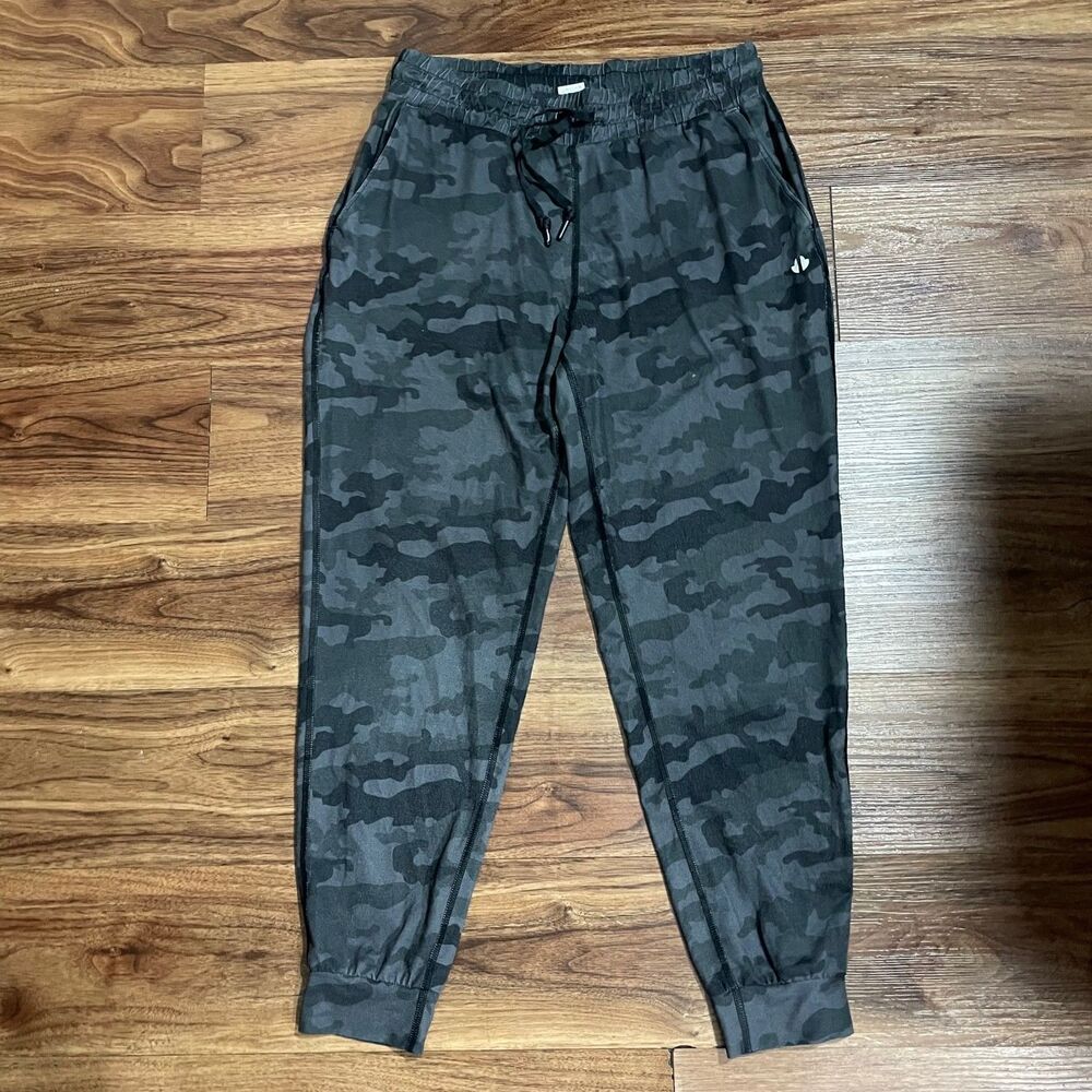 Thrive Societe Black Camo Jogger Stretch Tapered Drawstring Sweater Womens Small